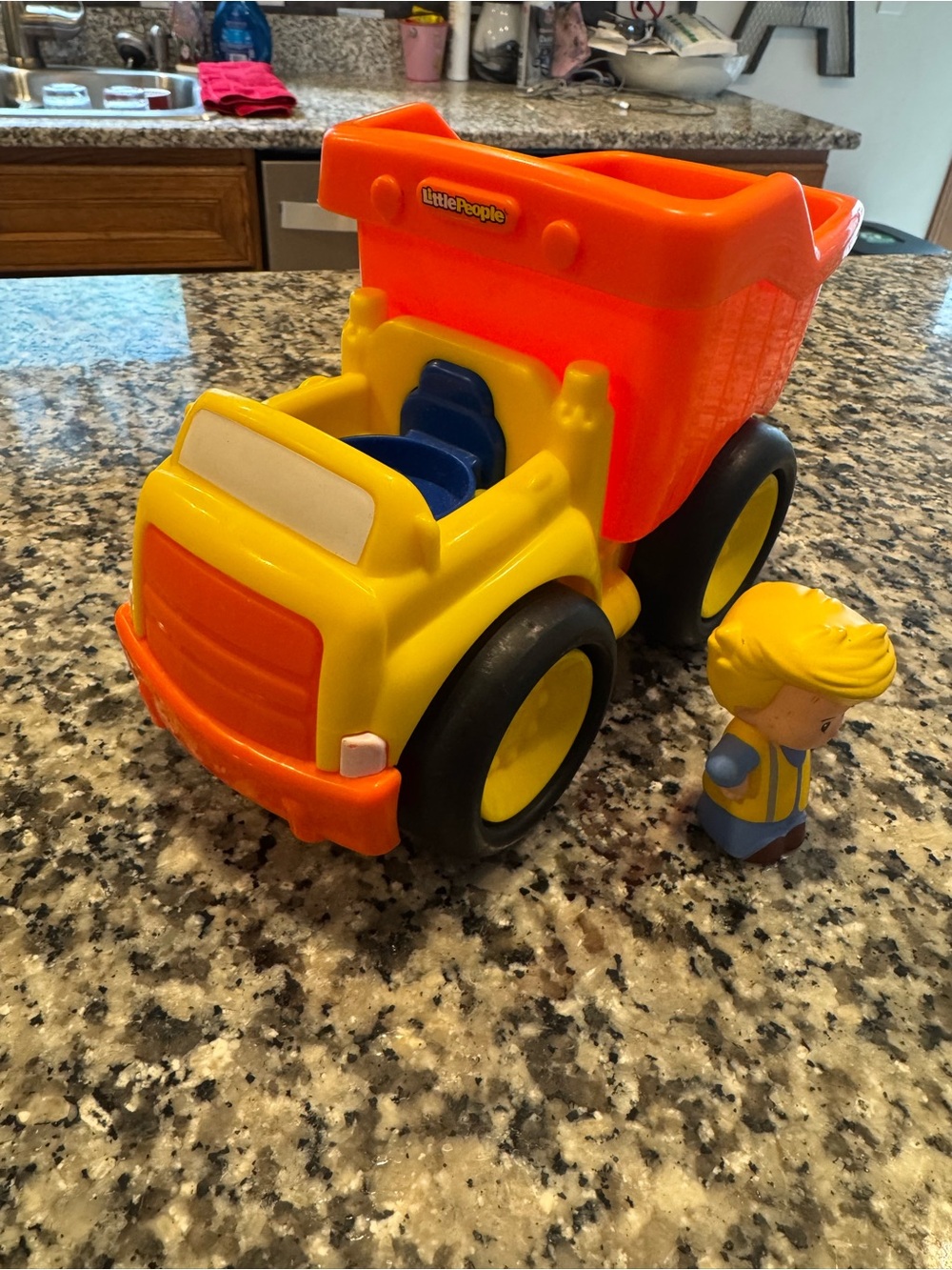Little People fisher price Orange & Yellow Dump Truck with Figure